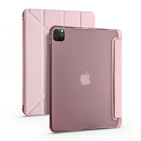 Apple iPad Pro 11 2020 Kılıf Tri Folding Smart With Pen Standlı Kalemlikli Kapaklı Kılıf - Resim 6
