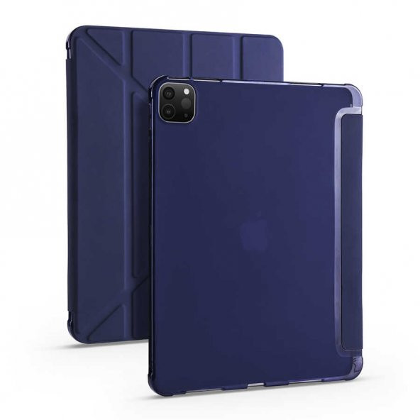 Apple iPad Pro 11 2020 Kılıf Tri Folding Smart With Pen Standlı Kalemlikli Kapaklı Kılıf - Resim 7