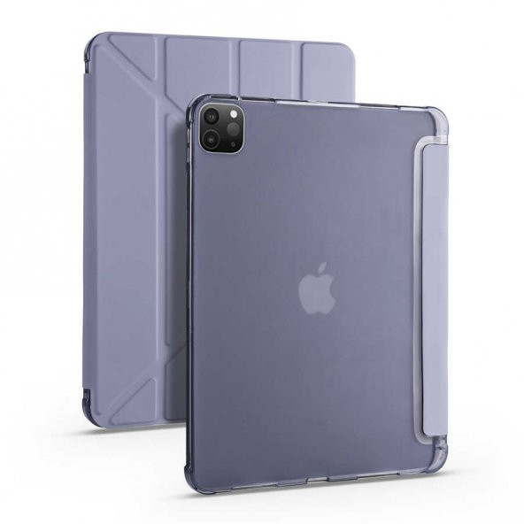 Apple iPad Pro 11 2020 Kılıf Tri Folding Smart With Pen Standlı Kalemlikli Kapaklı Kılıf - Resim 8