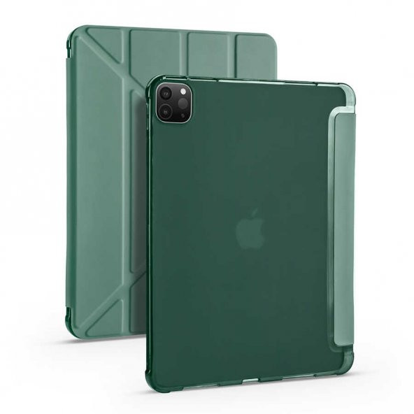 Apple iPad Pro 11 2020 Kılıf Tri Folding Smart With Pen Standlı Kalemlikli Kapaklı Kılıf - Resim 9