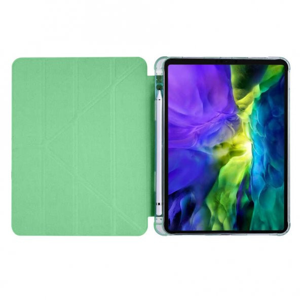 Apple iPad Pro 11 2020 Kılıf Tri Folding Smart With Pen Standlı Kalemlikli Kapaklı Kılıf - Resim 11