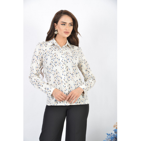 SORALLİNE KADIN BLUZ 4198 EKRU DİJİTAL BASKILI MEVSİMLİK ÜRÜN ürün görseli 1