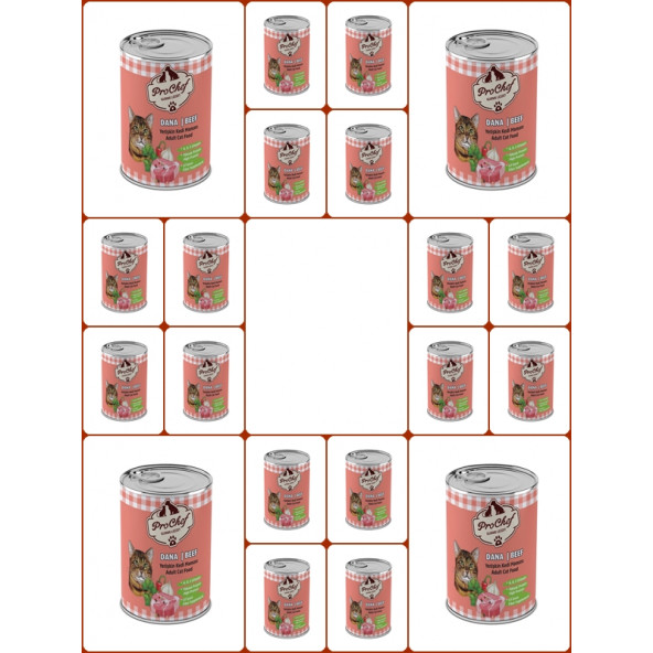 ProChef 20 Adet Yetişkin Dana Etli Kıyılmış Kedi Maması ( 415 Gr 20'li Pro Chef Konserve Yaş Mama ) ürün görseli 1