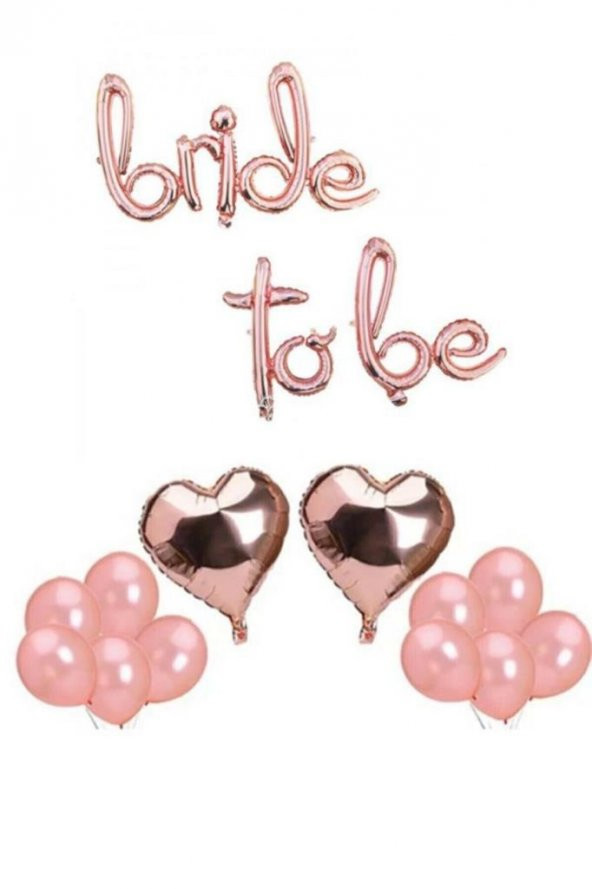 Beysüs Bride To Be Imza Folyo Balon 10 Adet Rose Gold Balon 2 Adet 16 inc Kalp Folyo Balon ürün görseli 1