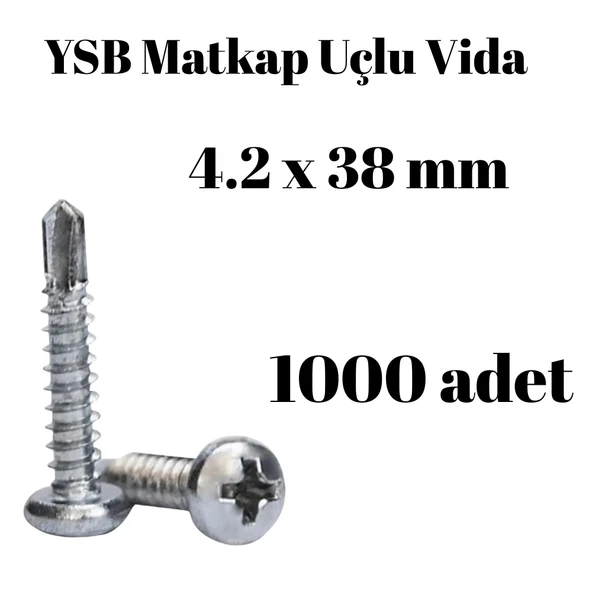 Matkap Uçlu Akıllı Vida YSB 4.2x38 1000'li Kutu Yıldız Silindir Başlı ürün görseli 1