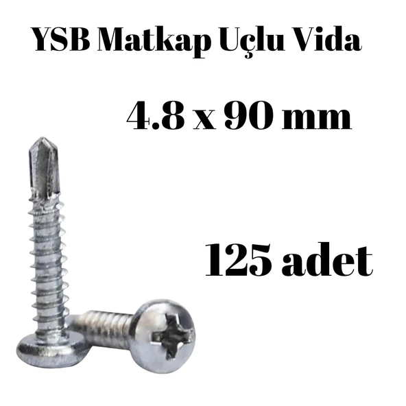 Matkap Uçlu Akıllı Vida YSB 4.8x90 125'li Kutu Yıldız Silindir Başlı ürün görseli 1
