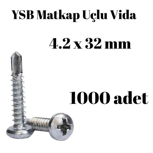 Matkap Uçlu Akıllı Vida YSB 4.2x32 1000'li Kutu Yıldız Silindir Başlı ürün görseli 1
