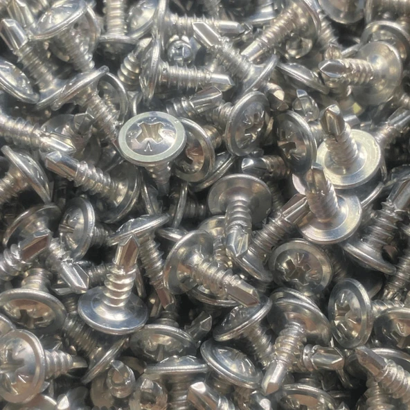 Rysb 3.9x25 mm 1000 Adet Beyaz Pul Başlı Matkap Uçlu Vida Otomatik Vida ürün görseli 1