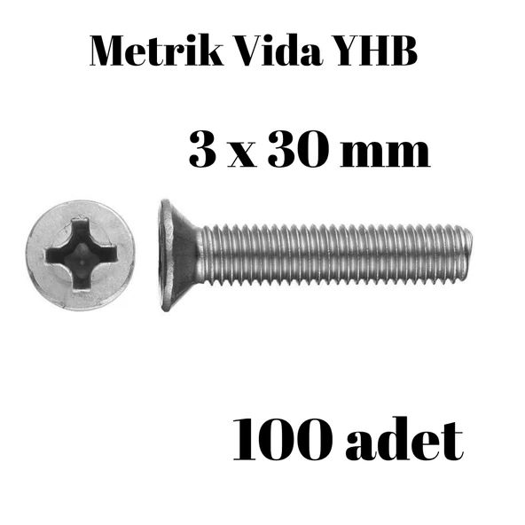 Metrik Vida Civata Yhb 3x30 mm 100'lü Paket Yıldız ürün görseli 1
