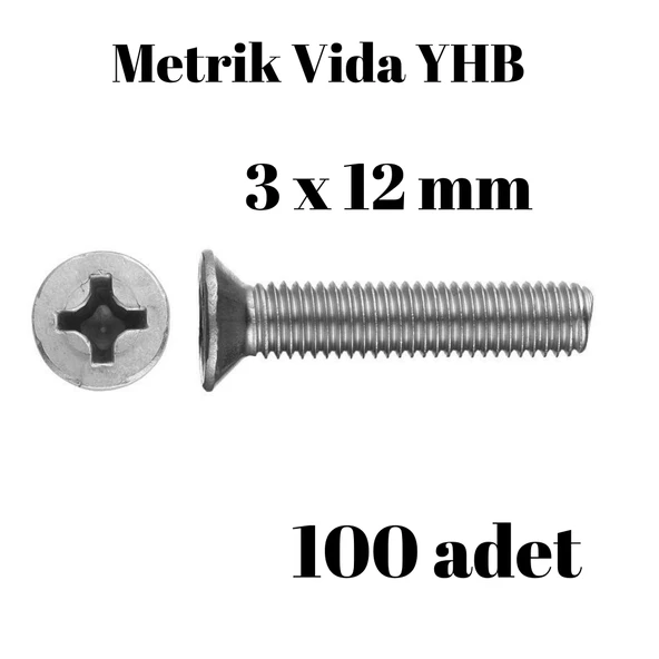 Metrik Vida Civata Yhb 3x12 mm 100'lü Paket Yıldız ürün görseli 1