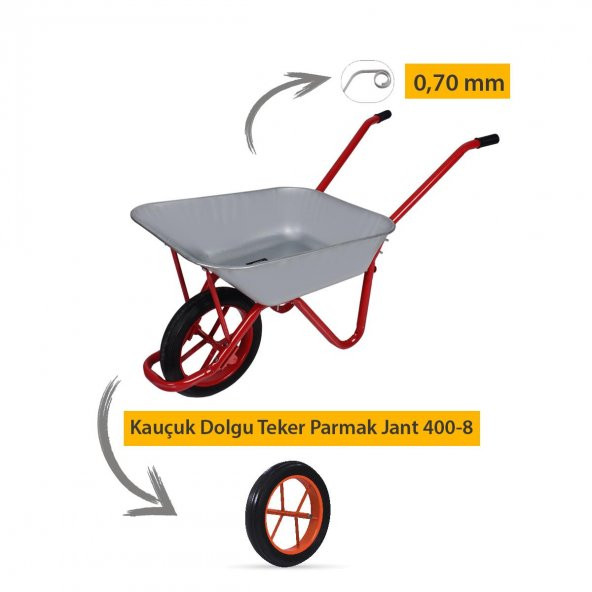 Adalı Galvanizli Afrika Demonte El Arabası 0.70mm Sac Dolgu Teker Parmak Jant ürün görseli 1