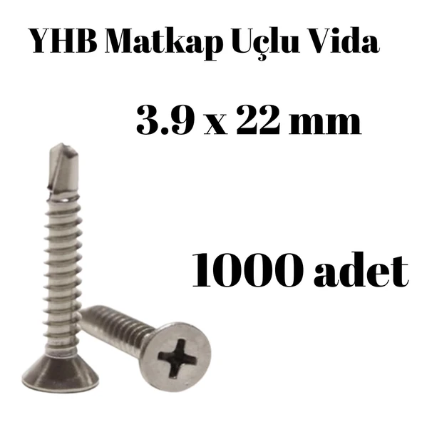 Matkap Uçlu Vida YHB 3.9x22 1000'li Kutu ürün görseli 1
