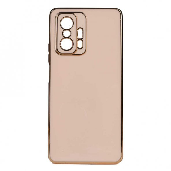 Xiaomi Mi 11T Pro 5G Kılıf Kamera Korumalı Altın Kenar Tasarım Silikon ürün görseli 1