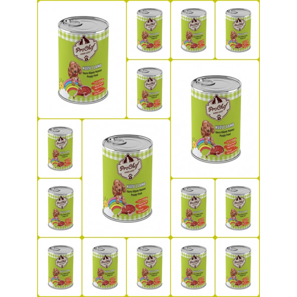 ProChef 16 Adet Yavru Kuzu Etli Kıyılmış Köpek Maması ( 415 Gr Pro Chef Konserve Yaş Mama ) ürün görseli 1