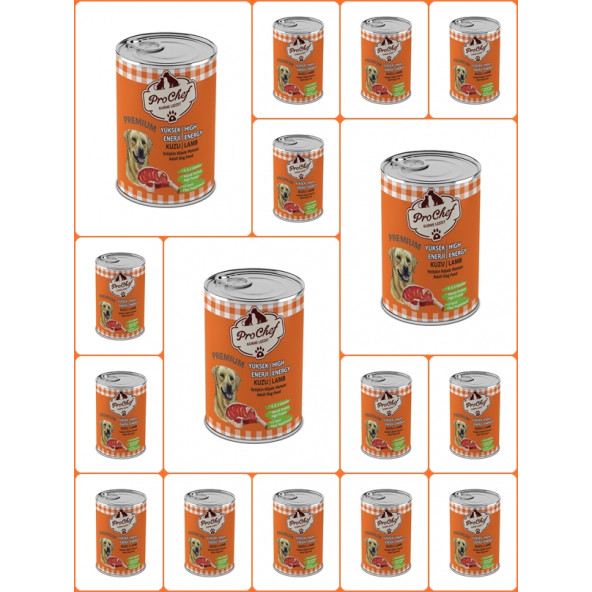 ProChef 16 Adet Kuzu Etli Kıyılmış Premium Yüksek Enerji Köpek Maması 415 Gr Pro Chef Konserve Yaş Mama ürün görseli 1