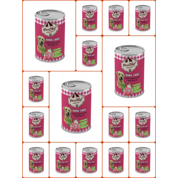 ProChef 16 Adet Yetişkin Dana Etli Kıyılmış Köpek Maması ( 415 Gr Pro Chef Konserve Yaş Mama ) ürün görseli 1