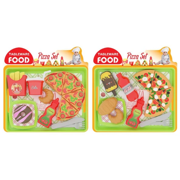 Uçar Oyuncak Tableware Food Tepsili Pizza Set - Resim 3