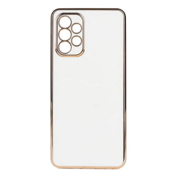 Galaxy A32 4G Kılıf Kamera Korumalı Altın Kenar Tasarım Silikon - Resim 3