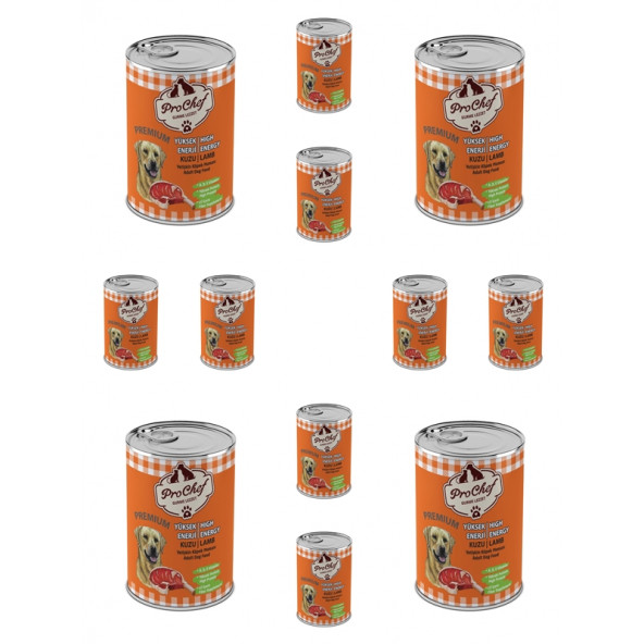 ProChef 12 Adet Kuzu Etli Kıyılmış Premium Yüksek Enerji Köpek Maması 415 Gr 12li Pro Chef Konserve Yaş Mama ürün görseli 1
