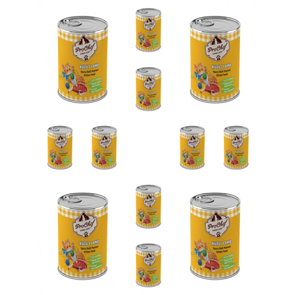 ProChef 12 Adet Yavru Kuzu Etli Kıyılmış Kedi Maması ( 415 Gr 12'li Pro Chef Konserve Yaş Mama ) ürün görseli 1