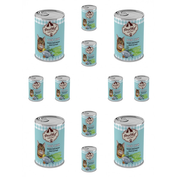 ProChef 12 Adet Yetişkin Balık Etli Kıyılmış Kedi Maması ( 415 Gr 12'li Pro Chef Konserve Yaş Mama ) ürün görseli 1