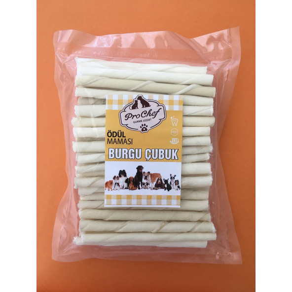 Prochef 100 Adet Beyaz Burgu Çubuk 500 Gr Köpek Kemiği & Ödül Maması ( Doğal Sığır Derisi) ürün görseli 1