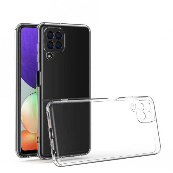 Samsung Galaxy M22 Kılıf 3D Kamera Korumalı Şeffaf Silikon Kapak ürün görseli 1