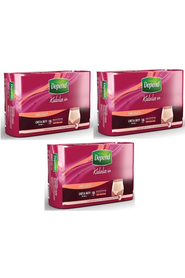 Depend Emici Külot Eko Pk Orta Kadın 3 Lü Set (18Adet*3Pk) ürün görseli 1