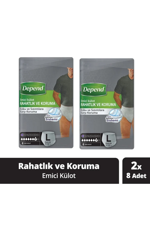 Depend Emici Külot Erkek Büyük 8+8 Avantaj Paket ürün görseli 1