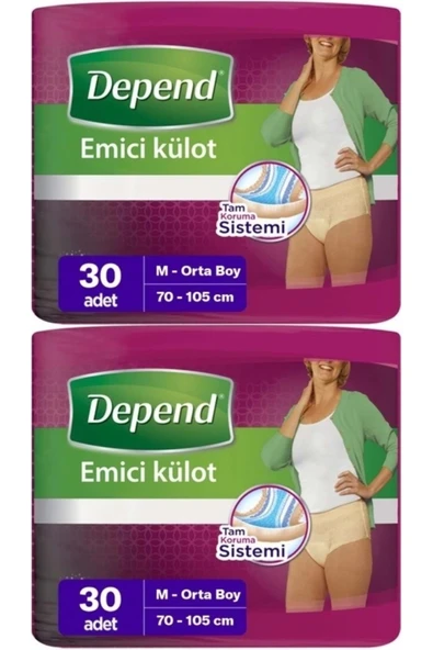 Depend Emici Külot Hasta Bezi Medium - Orta Kadın 60 Adet (2PK*30) ürün görseli 1
