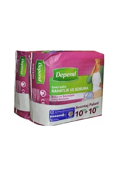 Depend Kadın Emici Orta Külot 10+10 Paket ürün görseli 1