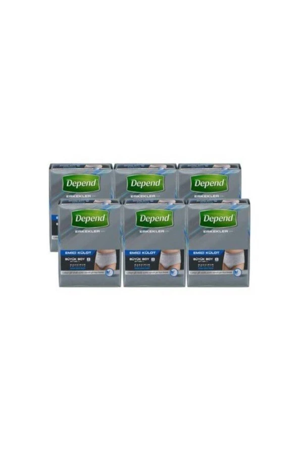Depend Emici Külot Erkek Large (8'li) 6'lı Paket ürün görseli 1