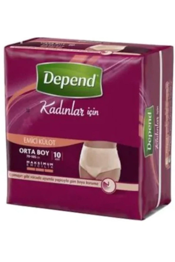 Depend Kadın Emici Külot Hasta Bezi Orta Boy 36-42 Beden 10 Adet ürün görseli 1