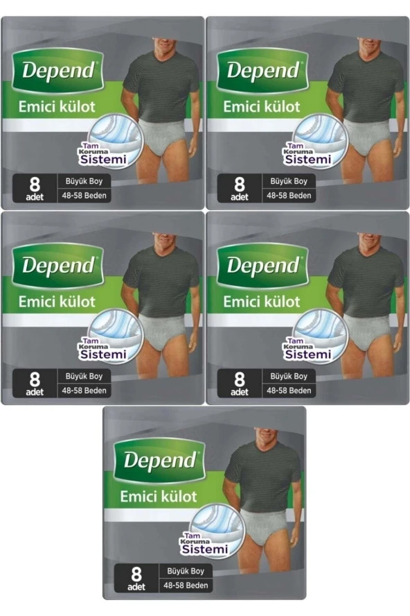 Depend Emici Külot Hasta Bezi Büyük Erkek 40 Adet (5pk*8) ürün görseli 1