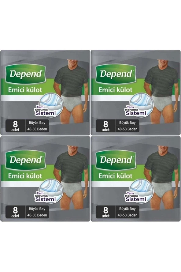 Depend Emici Külot Hasta Bezi Büyük Erkek 32 Adet (4pk*8) Paket027 ürün görseli 1
