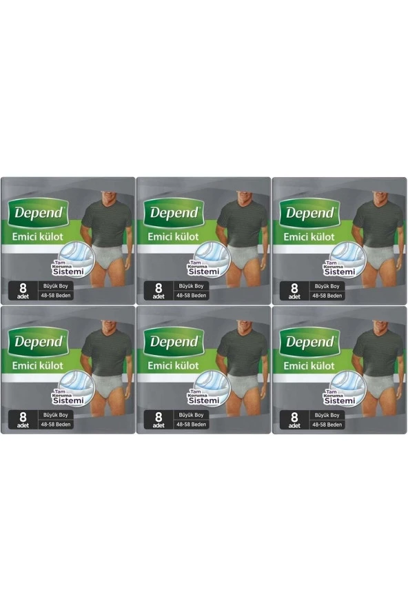 Depend Emici Külot Hasta Bezi Büyük Erkek 48 Adet (6pk*8) ürün görseli 1