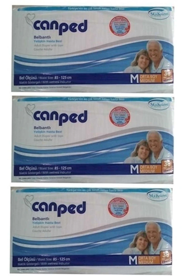 Canped Hasta Bezi Polietilenli Bel Bantlı Orta Boy 90 Lı Pk (3PkX30) ürün görseli 1