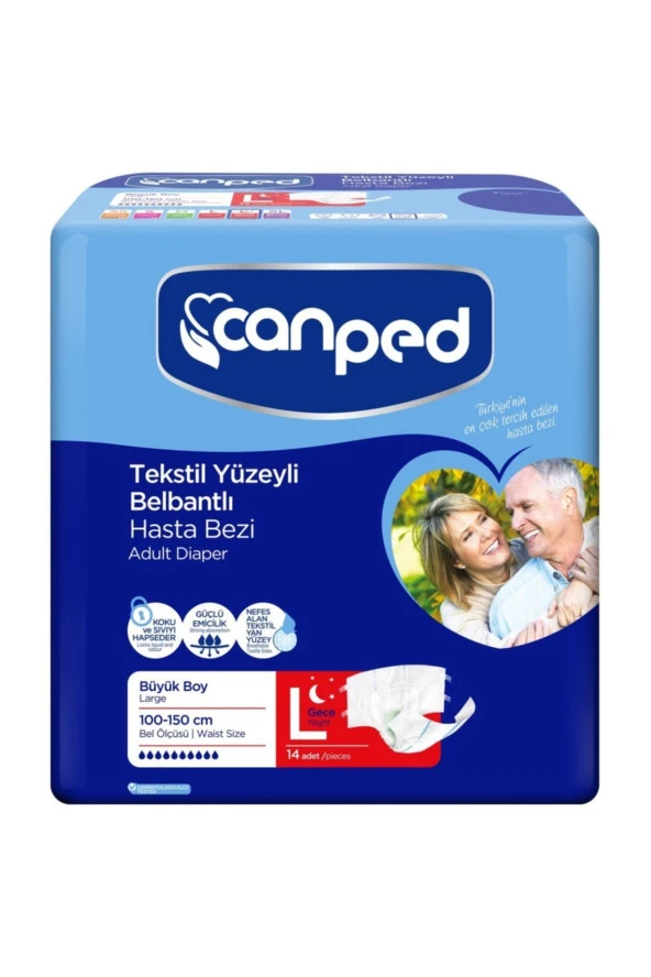 Canped Belbantlı Gece Büyük Eko (large/night) Hasta Bezi 14'lü ürün görseli 1