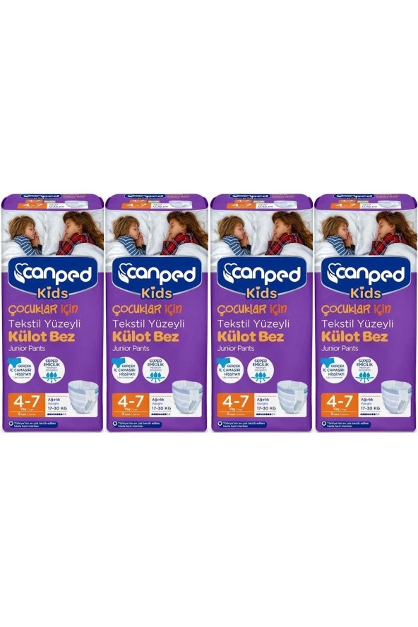Canped Kids Çoçuklar Için Külot Bez Tekstil Yüzeyli Yaş:4-7 (17-30kg) 36 Adet (4pk*9) ürün görseli 1