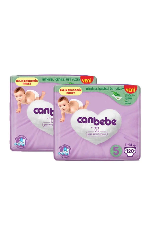 Canbebe Bebek Bezi 5 Beden / Junior Aylık Ekonomik Paket 240 Adet ürün görseli 1