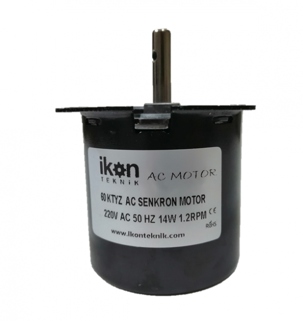 İkon Teknik AC SENKRON MOTOR 60 KTYZ 14 Watt 1.2 RPM 220 Volt ürün görseli 1