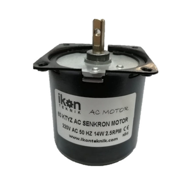 İkon Teknik AC SENKRON MOTOR 60 KTYZ 14 Watt 2.5 RPM 220 Volt ürün görseli 1