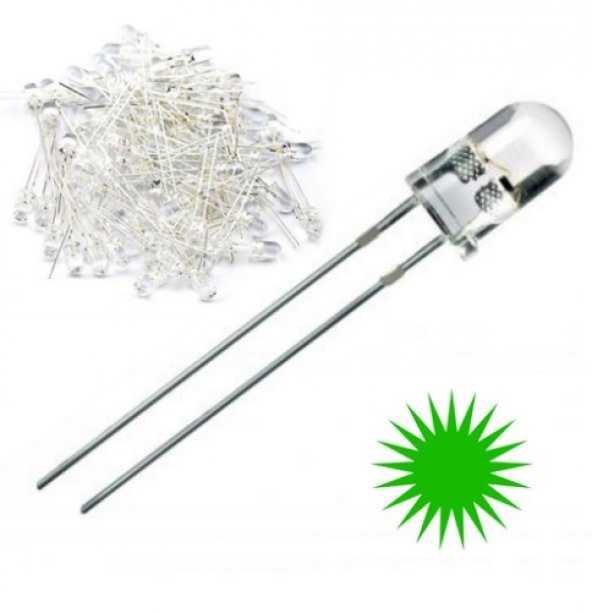 5mm Şeffaf Yeşil Led - 1000 Adet ürün görseli 1