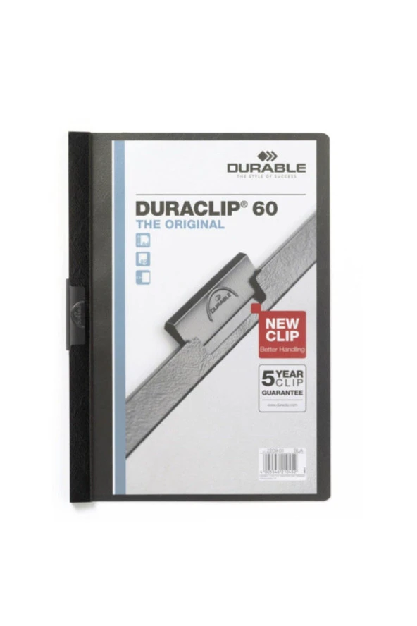 Durable Sıkıştırmalı Dosya DuraClip Ortadan Klipsli 60 Sayfa A4 Siyah (25 Li Paket) ürün görseli 1