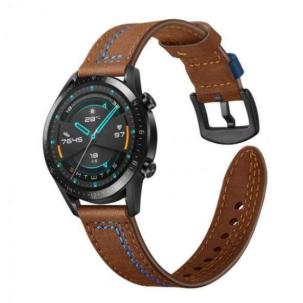 Gear S3 (22mm) KRD-19 Dikişli Deri Tasarım Kordon ürün görseli 1