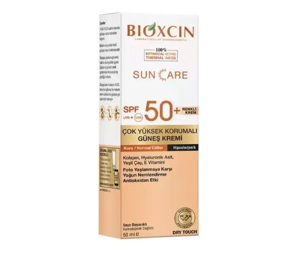Bioxcin Sun Care Çok Yüksek Korumalı Kuru Ciltler Tinted Spf 50+ 50 ml Renkli Güneş Kremi ürün görseli 1