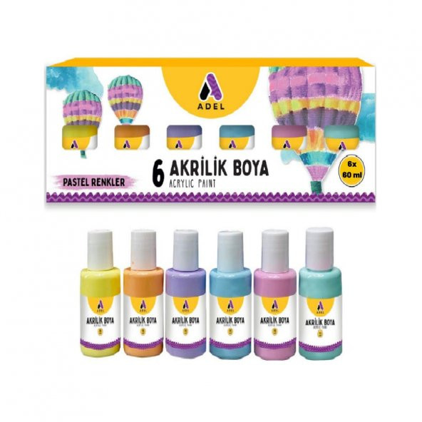 Akrilik Boya Pastel Renkler 6 Renk (6x60 ml) 1 Paket Adel Akrilik Boya Pastel Renkler 6x60 ml 1 Paket ürün görseli 1