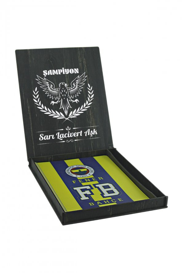 Fenerbahçe Orijinal Defter Kalem Kırtasiye Ahşap Kutulu 5li Taraftar Hediye Set ürün görseli 1
