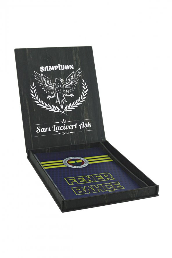 Fenerbahçe Orijinal Defter Kalem Kırtasiye Ahşap Kutulu 5li Taraftar Hediye Set ürün görseli 1