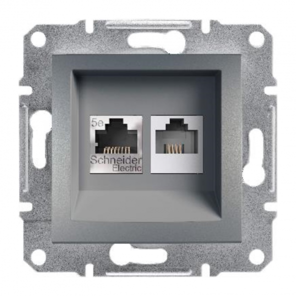 Schneider Asfora RJ45 CAT6 UTP RJ11,Çelik EPH5200162 ürün görseli 1